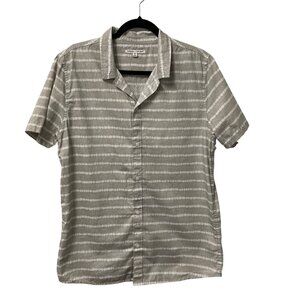 THREADS 4 THOUGHT BUTTON UP SHIRT LIGHTWEIGHT STRIPED MENS M 100% ORGANIC COTTON